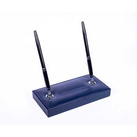 Dacasso Navy Blue Bonded Leather Double Pen Stand AG-5012